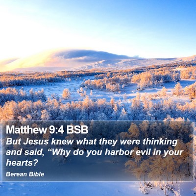 Matthew 9:4 BSB Bible Verse Image