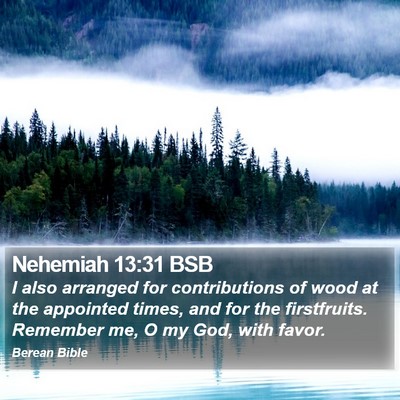 Nehemiah 13:31 BSB Bible Verse Image