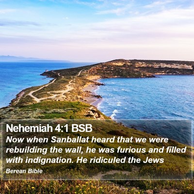 Nehemiah 4:1 BSB Bible Verse Image