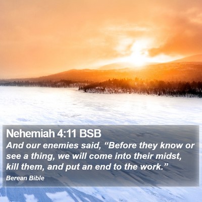 Nehemiah 4:11 BSB Bible Verse Image