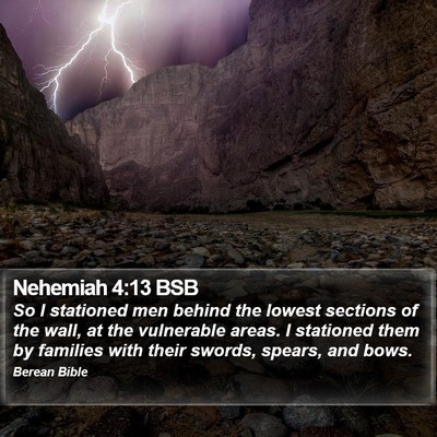 Nehemiah 4:13 BSB Bible Verse Image