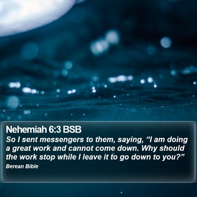 Nehemiah 6:3 BSB Bible Verse Image