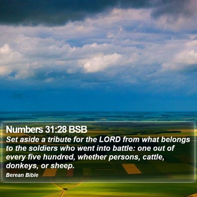 Numbers 31:28 BSB Bible Verse Image