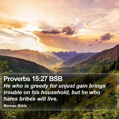 Proverbs 15:27 BSB Bible Verse Image