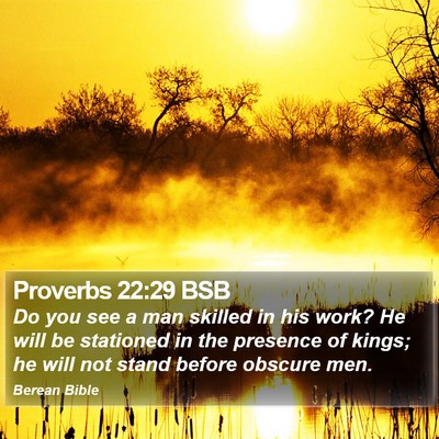 Proverbs 22:29 BSB Bible Verse Image
