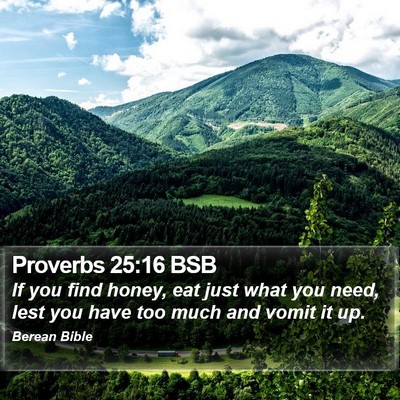 Proverbs 25:16 BSB Bible Verse Image