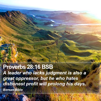 Proverbs 28:16 BSB Bible Verse Image