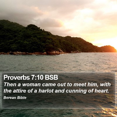 Proverbs 7:10 BSB Bible Verse Image