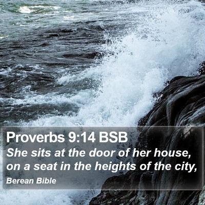 Proverbs 9:14 BSB Bible Verse Image