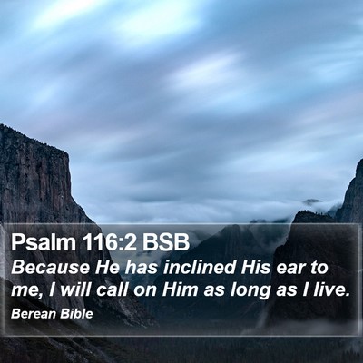 Psalm 116:2 BSB Bible Verse Image
