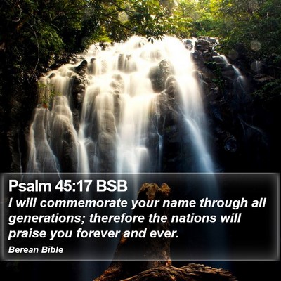 Psalm 45:17 BSB Bible Verse Image