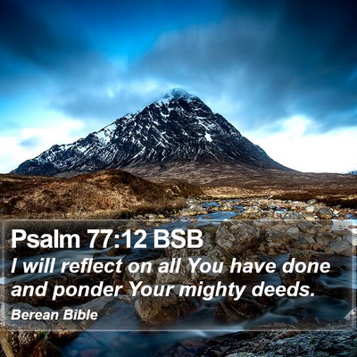 Psalm 77:12 BSB Bible Verse Image