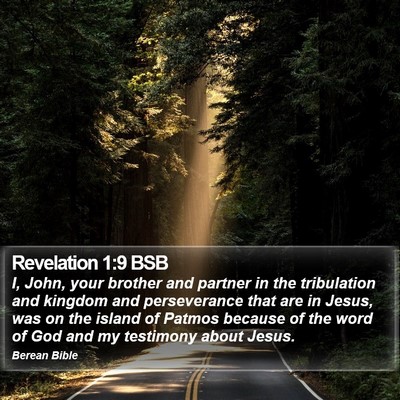 Revelation 1:9 BSB Bible Verse Image