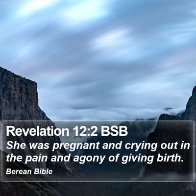 Revelation 12:2 BSB Bible Verse Image