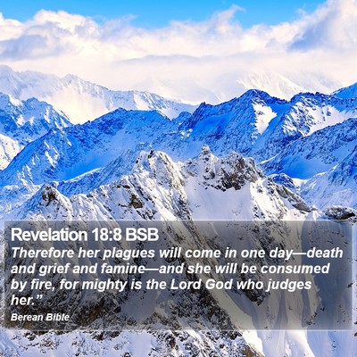 Revelation 18:8 BSB Bible Verse Image