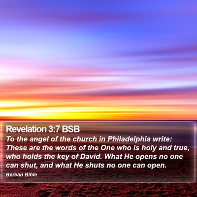 Revelation 3:7 BSB Bible Verse Image