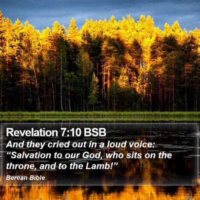 Revelation 7:10 BSB Bible Verse Image