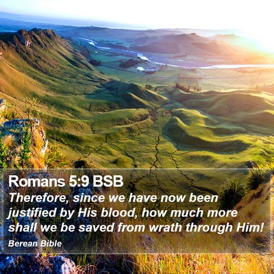 Romans 5:9 BSB Bible Verse Image