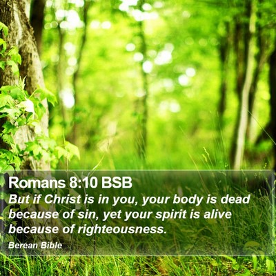 Romans 8:10 BSB Bible Verse Image