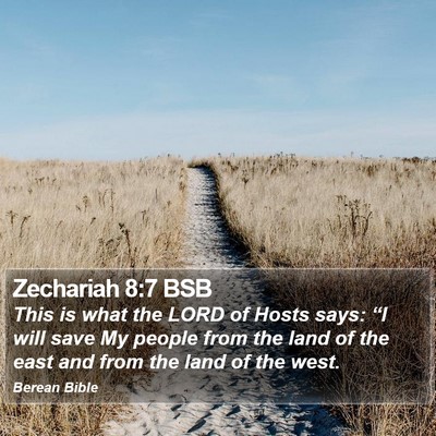 Zechariah 8:7 BSB Bible Verse Image