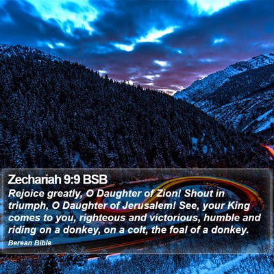 Zechariah 9:9 BSB Bible Verse Image