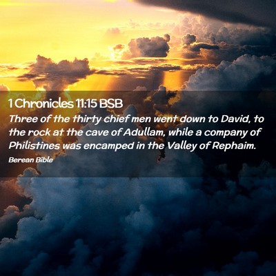 Picture 02 - 1 Chronicles 11:15 BSB - Three of the thirty chief men went down to David, - Bible Verse Picture