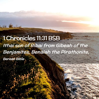 Picture 02 - 1 Chronicles 11:31 BSB - Ithai son of Ribai from Gibeah of the Benjamites, - Bible Verse Picture