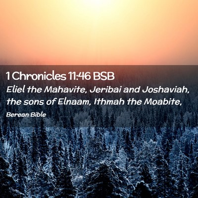 Picture 02 - 1 Chronicles 11:46 BSB - Eliel the Mahavite, Jeribai and Joshaviah, the - Bible Verse Picture