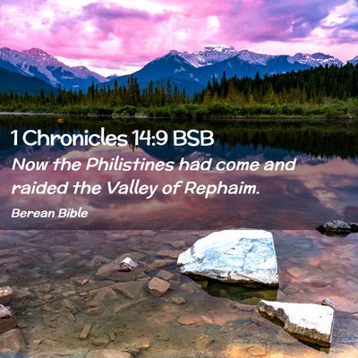 Picture 02 - 1 Chronicles 14:9 BSB - Now the Philistines had come and raided the - Bible Verse Picture