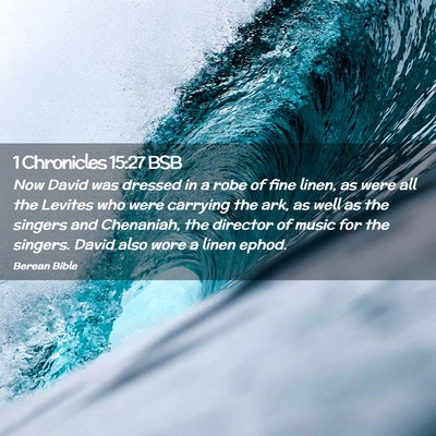 Picture 02 - 1 Chronicles 15:27 BSB - Now David was dressed in a robe of fine linen, as - Bible Verse Picture