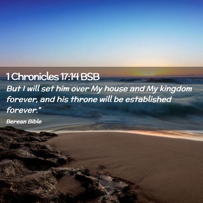 Picture 02 - 1 Chronicles 17:14 BSB - But I will set him over My house and My kingdom - Bible Verse Picture