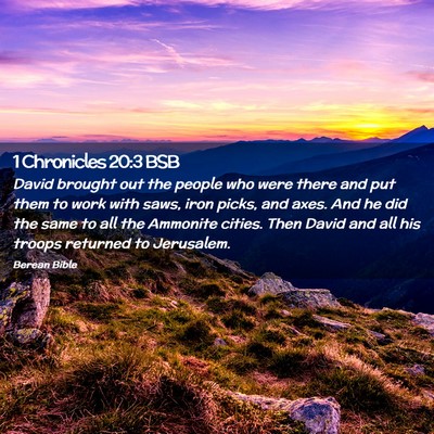 Picture 02 - 1 Chronicles 20:3 BSB - David brought out the people who were there and - Bible Verse Picture