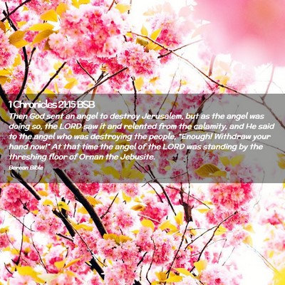 Picture 02 - 1 Chronicles 21:15 BSB - Then God sent an angel to destroy Jerusalem, but - Bible Verse Picture
