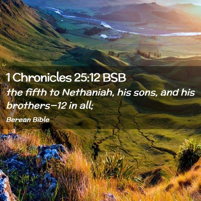 Picture 02 - 1 Chronicles 25:12 BSB - the fifth to Nethaniah, his sons, and his - Bible Verse Picture