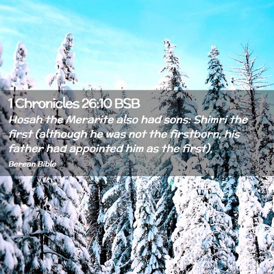 Picture 02 - 1 Chronicles 26:10 BSB - Hosah the Merarite also had sons: Shimri the - Bible Verse Picture