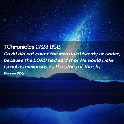 Picture 02 - 1 Chronicles 27:23 BSB - David did not count the men aged twenty or under, - Bible Verse Picture