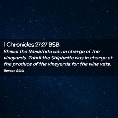 Picture 02 - 1 Chronicles 27:27 BSB - Shimei the Ramathite was in charge of the - Bible Verse Picture