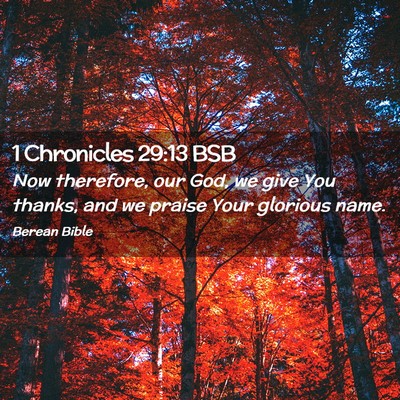 Picture 02 - 1 Chronicles 29:13 BSB - Now therefore, our God, we give You thanks, and - Bible Verse Picture
