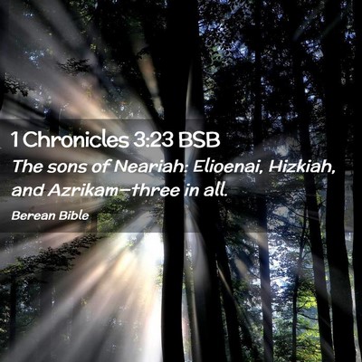 Picture 02 - 1 Chronicles 3:23 BSB - The sons of Neariah: Elioenai, Hizkiah, and - Bible Verse Picture