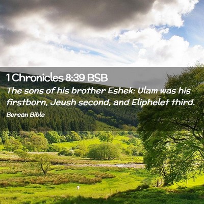 Picture 02 - 1 Chronicles 8:39 BSB - The sons of his brother Eshek: Ulam was his - Bible Verse Picture