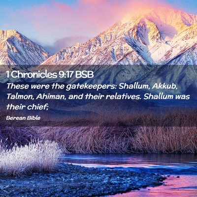 Picture 02 - 1 Chronicles 9:17 BSB - These were the gatekeepers: Shallum, Akkub, - Bible Verse Picture