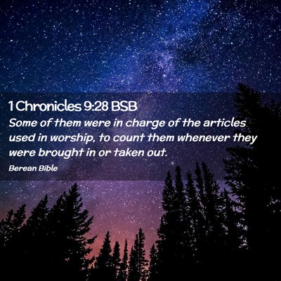 Picture 02 - 1 Chronicles 9:28 BSB - Some of them were in charge of the articles used - Bible Verse Picture