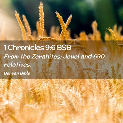 Picture 02 - 1 Chronicles 9:6 BSB - From the Zerahites: Jeuel and 690 - Bible Verse Picture