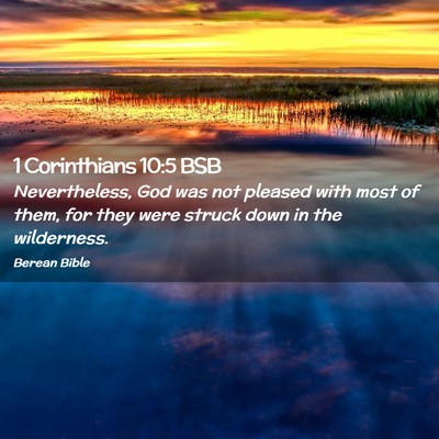 Picture 02 - 1 Corinthians 10:5 BSB - Nevertheless, God was not pleased with most of - Bible Verse Picture