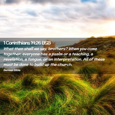 Picture 02 - 1 Corinthians 14:26 BSB - What then shall we say, brothers? When you come - Bible Verse Picture