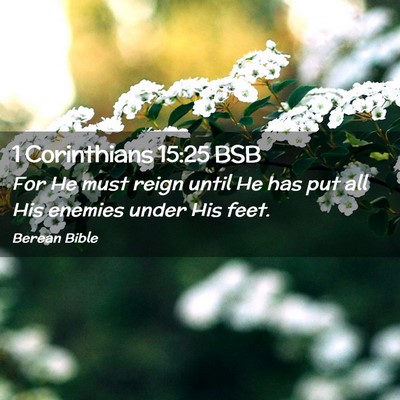 Picture 02 - 1 Corinthians 15:25 BSB - For He must reign until He has put all His - Bible Verse Picture