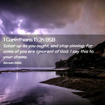 Picture 02 - 1 Corinthians 15:34 BSB - Sober up as you ought, and stop sinning; for some - Bible Verse Picture