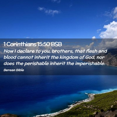 Picture 02 - 1 Corinthians 15:50 BSB - Now I declare to you, brothers, that flesh and - Bible Verse Picture