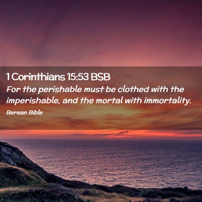 Picture 02 - 1 Corinthians 15:53 BSB - For the perishable must be clothed with the - Bible Verse Picture