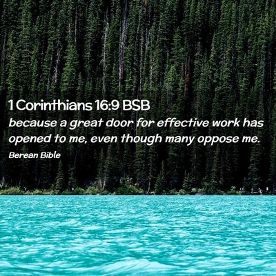 Picture 02 - 1 Corinthians 16:9 BSB - because a great door for effective work has - Bible Verse Picture